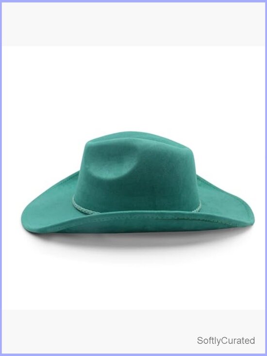 Wide Brim Suede Cowboy Hat with Buckle Belt Western Fedora main image 5